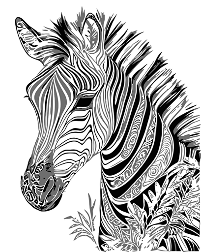 Coloring page for adults, mandala zebra, no text, high detail, lineart, vector, no shading,