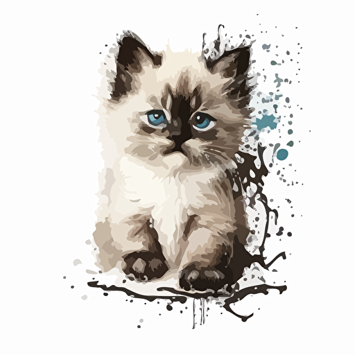 Baby watercolor ragdoll, comic style, vector illustration