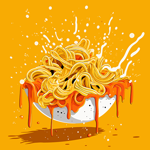 burst of spaghetti by tim lahan, 2d vector art, flat colors