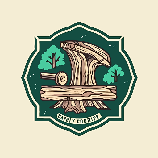 Carpenter logo, cut tree trunk, original style, minimalistic, vector illustration