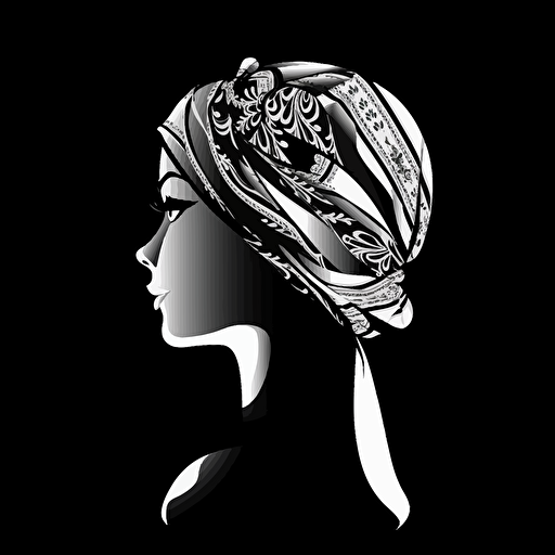 silhouette of a girl with foulard on head from back, vector