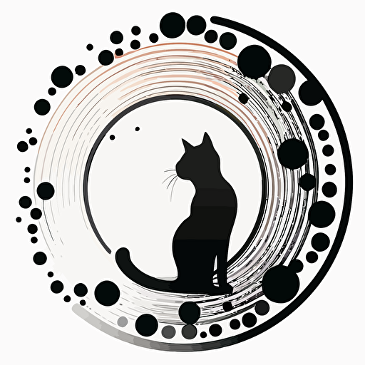 cat logo created out of 13 circles. Generate a cat illustration using exactly 13 intersecting circles. Minimal Vector logo made only from circular shapes.