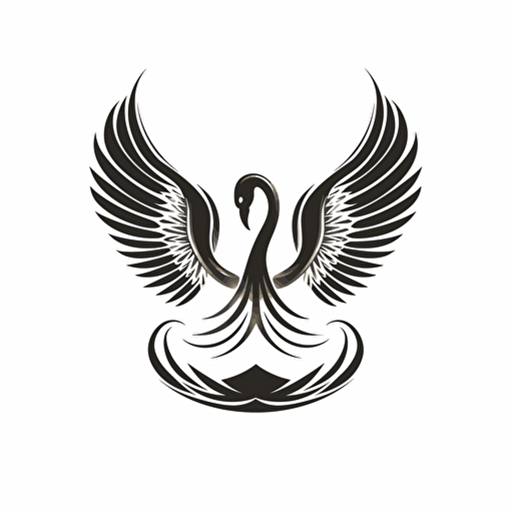 iconic pictorial logo of cygnus swan with text "NOX" on wing , black vector, white background
