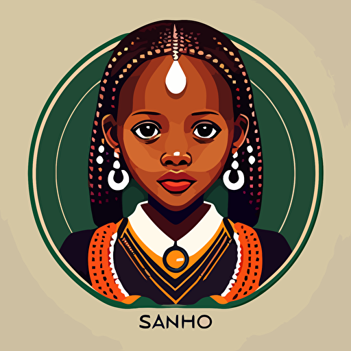 logo for ngo in Samburu girl in school uniform samburu beaded colllar dignified smile vector minimalist