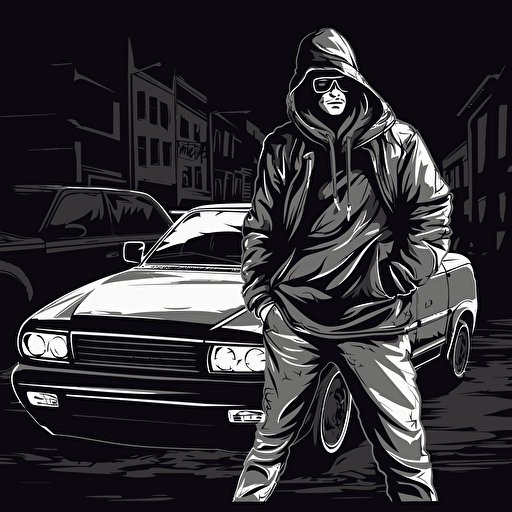 car theft, street level gangsta, vector art