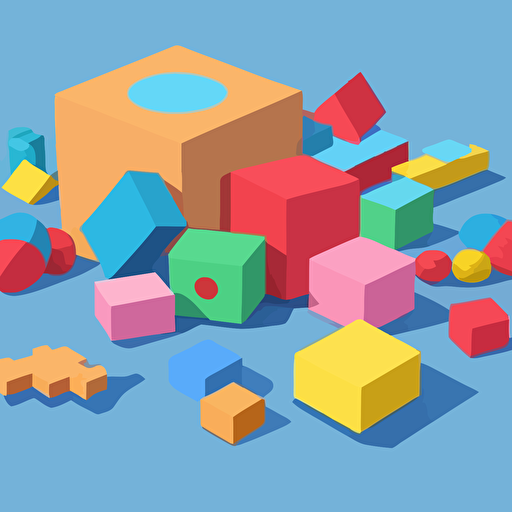 Flat design of toy blocks, high quality, vector art, clean background