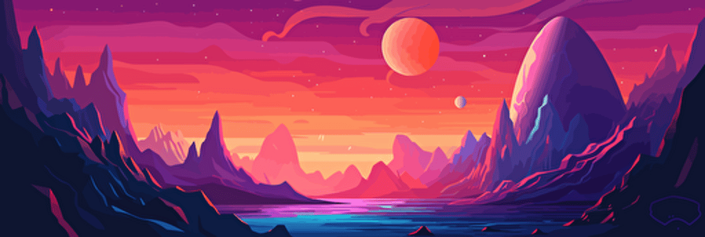 beatiful background of explorations space sifi creations, flat vector style, photoshop 2D