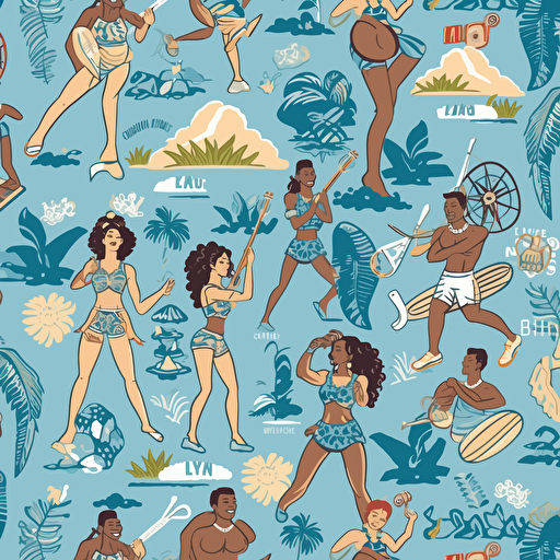 tileable vector illustration of luau style sport design for UNC Tar Heels