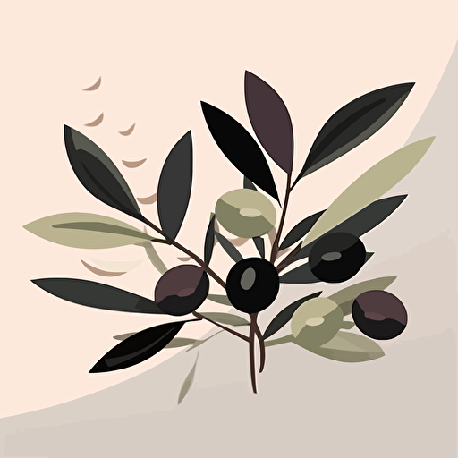 Create a silhouette of a olive branch,minimalistic,cartoon style,vector