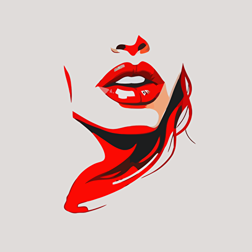 kissing red lips, sports logo style, white background, vector, flat