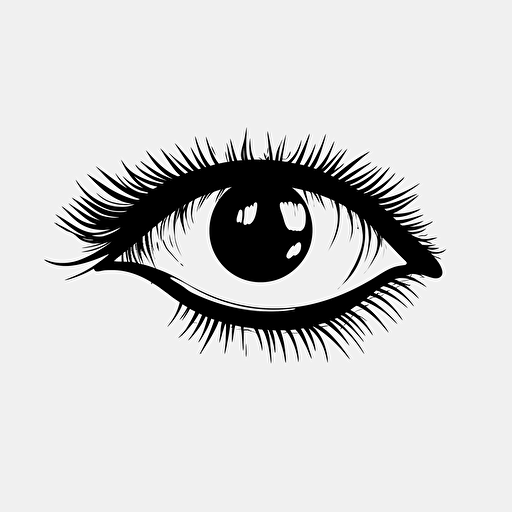 a basic, minimalistic, cartoon, eye without any hairs, vector black, background white