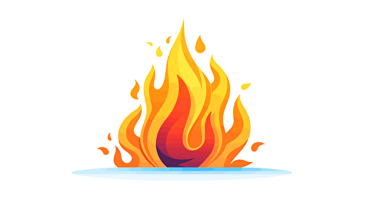 beautiful flat color vector fire on white background