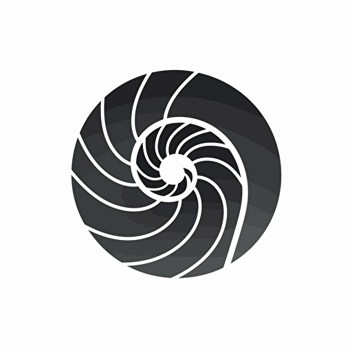 A fibonacci spiral shell brand logo for an architect, simple vector