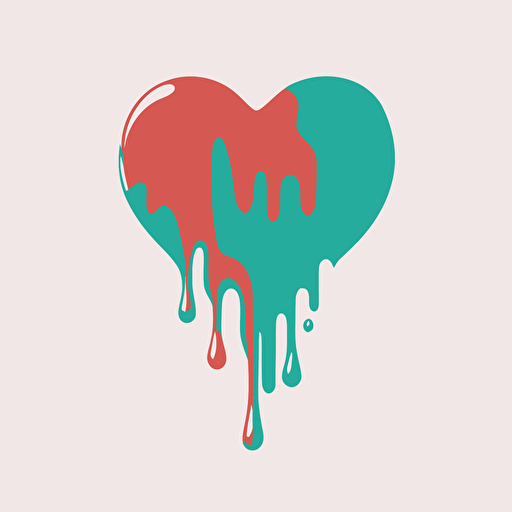 simple vector logo of a melting heart, flat, svg, minimal, red green blue