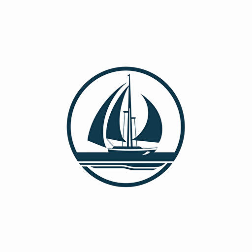 negative space logo for a brand using a modern yacht, flat design, minimal, vector, white background