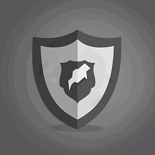 Shield Icon, cybersecurity, flat vector illustration, grey tones