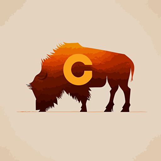 The letter G in the shape of a bison, vector simple minimal