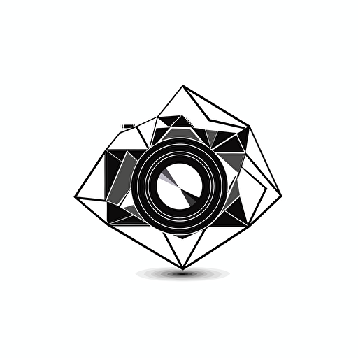 logo ultra minimalist clean design camera. Polygon. On white background. Circle. Vector.