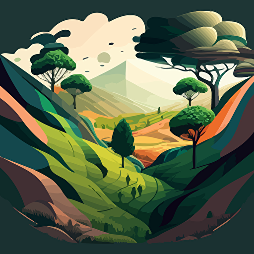 2D vector illustration view of lanscape below