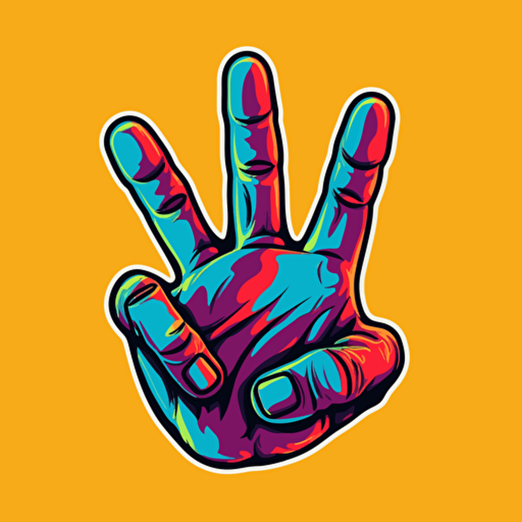peace sign hand sign tie dye colors bright vivid colors retro illustration vector illustration retro cartoon style sticker