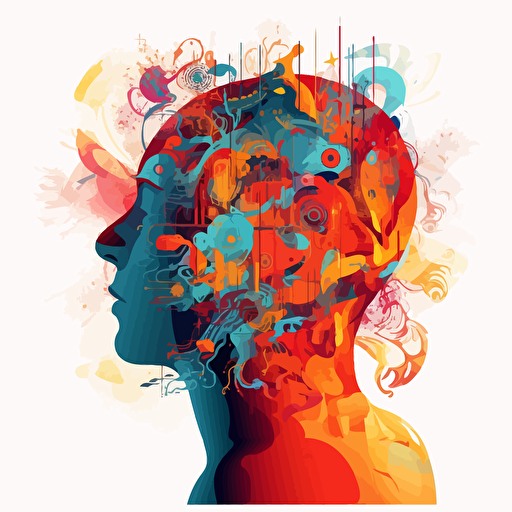 abstract vector image of humans brains and minfulness, spritual awakening