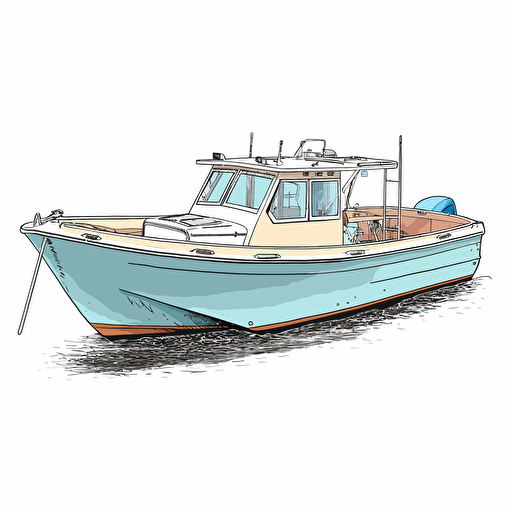 chesapeake bay deadrise boat, side view, vector, isolated background