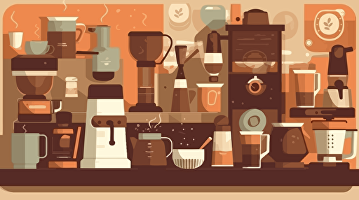 flat image, coffee shop accessories, vector