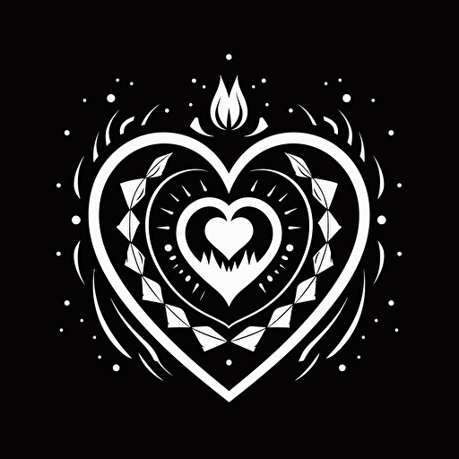 dark fantasy heart icon, in the style of trading card game, simple, vector art, black and white