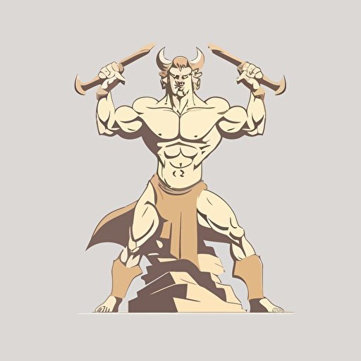 minotaur, vector logo, vector art, emblem, simple cartoon, 2d, no text, white background