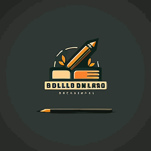 minimal bussines card logo design for teacher with pencil and book, stylized 2d, vector