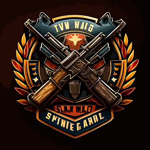 an emblem for a video game tournament in the style of an NHL Stanley Cup Playoffs logo, guns, smiper rifles, scopes, crosshairs, weapons, military, war, battle vector no photorealism