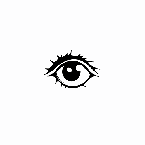 a minimalisitc cartoon, pop up art style logo of one eye, black vector, white background