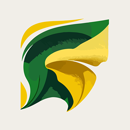 Flat vector logo of a fabric, green and yellow, trending on Dribble
