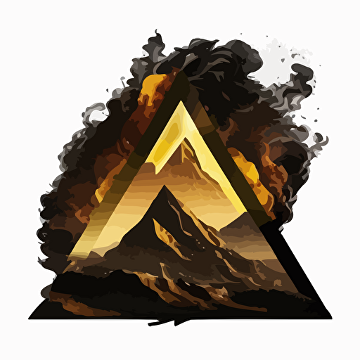 vector logo in V being with a triangle, without background, company, black and gold, volcano edit