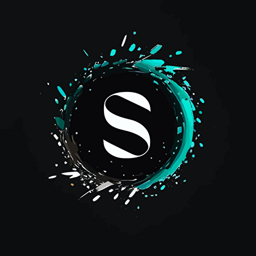 Logo design, letter S,W, vector, minimalist, round shape, black background, logo make using colours of black, white, dark teal.