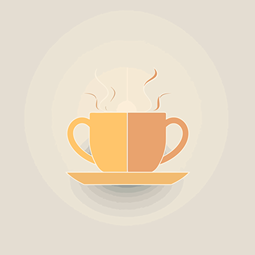 a stylish minimalistic logo of two cups combined. vectorized and soft colors. highly detailed.