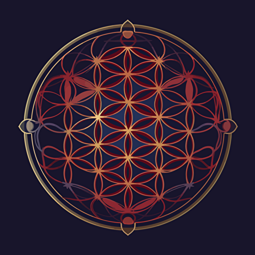Flower of life , dark red and dark blue, vector logo
