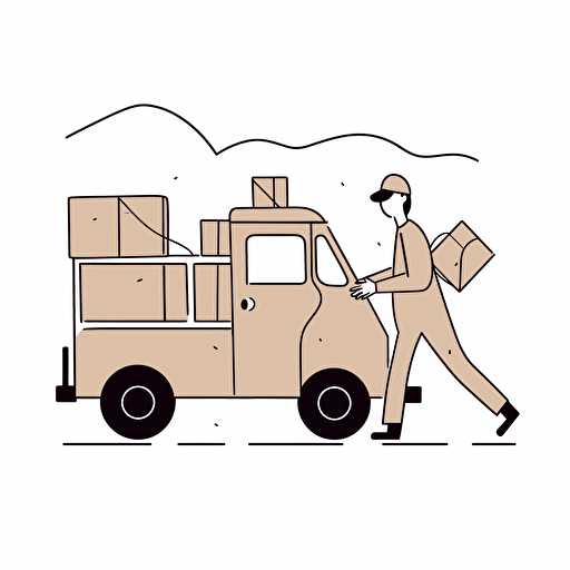 coffee home delivery vector illustration, white background, simple, minimalist illustrator, flat illustrations, spontaneous marks, simple line work