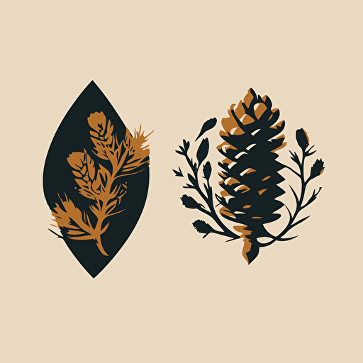 create a minimilist vector logo that is in the shape of an ampersand and a pine cone