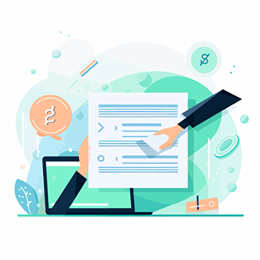 vector art showing a claim file being submitted to be paid by dollar symbol