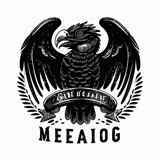 simple mascot retro iconic logo of mexican eagle with snake black vector, on white background