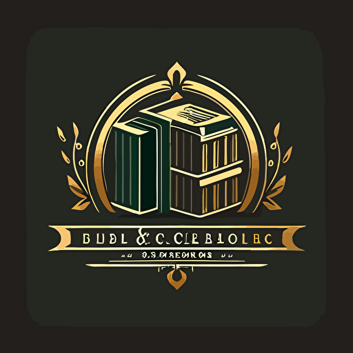 Simple and elegant bicolor vector logo with old books and shelves
