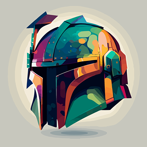 mandalorian helmet colorful abstract, vector logo, vector art, simple, cartoon, 2d