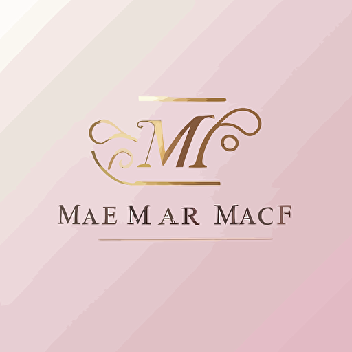 Beautiful and feminine logo for a law firm called "MF" with capital letters cursive, very professional logo, simple clean logo, white background, single-line balance logo, vector logo, pink gold colour