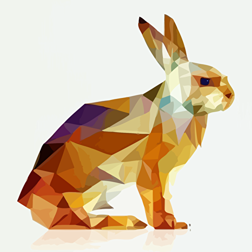 rabbit, vector low polygon, white background, no image noise, no lettering, hyperdetail, maximum detail