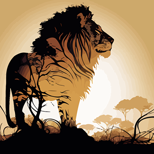 a vector line image of the silhouette of a lion