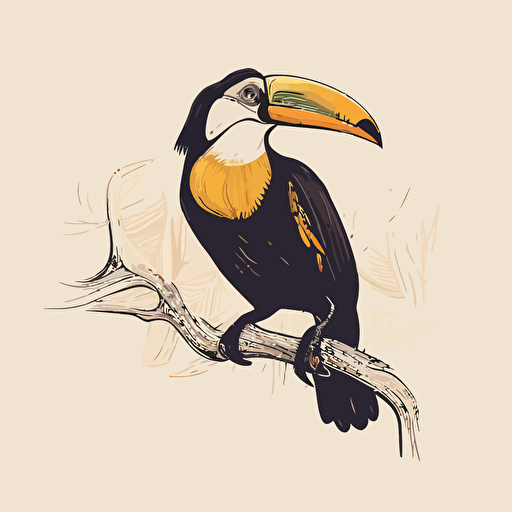 tucan bird linework art,minimalist,vector