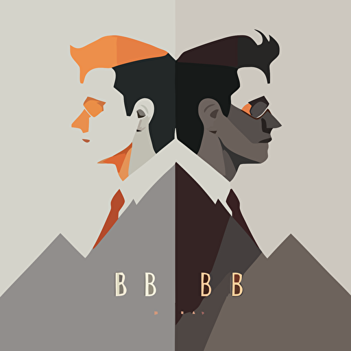 double b illustration, vector, dark colors, white background, modernist and minimalist, flat design, 2d