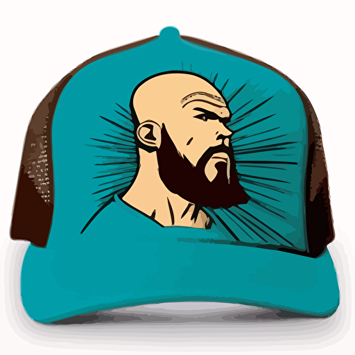 vector, man, trucker cap, beard, bald