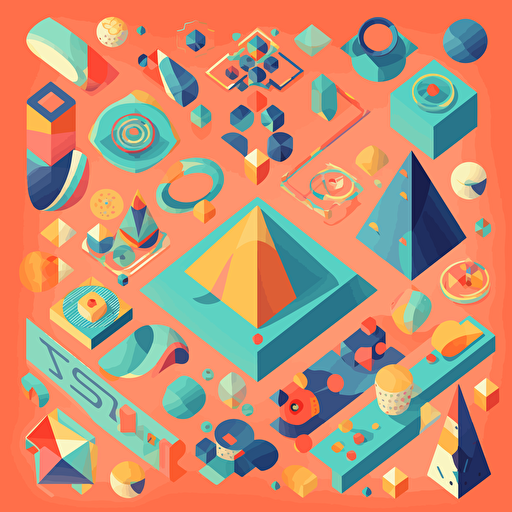 vector shapes, vectorart, positive vibes,Isometric Pattern,baby